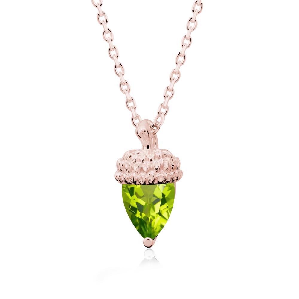 Pear Cut Peridot Acorn Pendant - LUO Jewelry #metal_18k rose gold