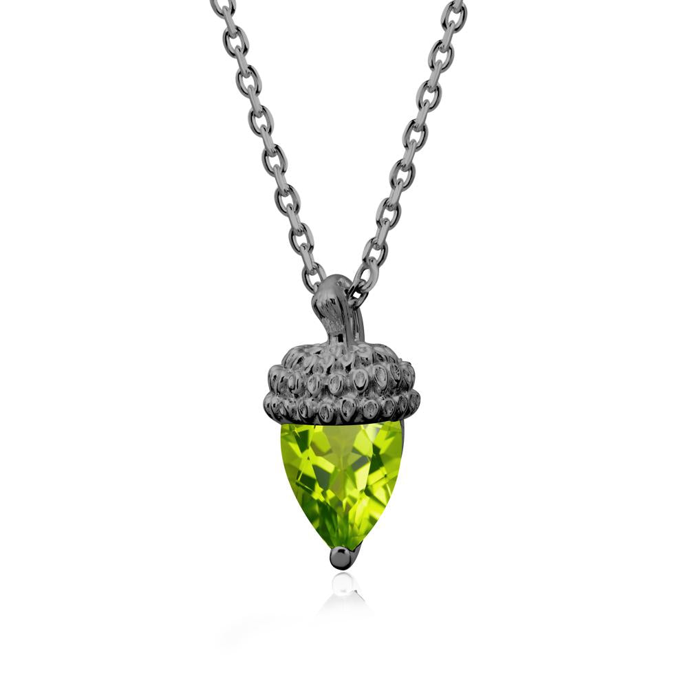Pear Cut Peridot Acorn Pendant - LUO Jewelry #metal_black finish sterling silver