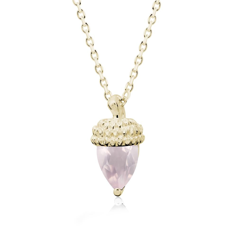 Nature's Charm Rose Quartz Acorn Necklace - LUO Jewelry #metal_14k yellow gold
