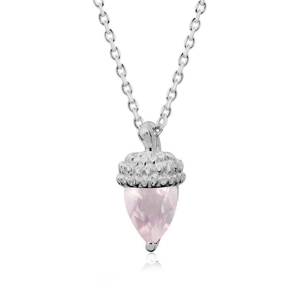 Nature's Charm Rose Quartz Acorn Necklace - LUO Jewelry #metal_platinum