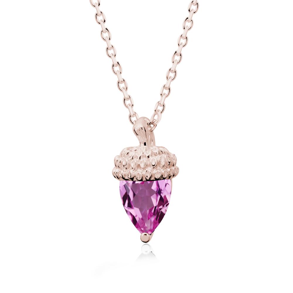Pear Cut Pink Sapphire Acorn Pendant - LUO Jewelry #metal_14k rose gold