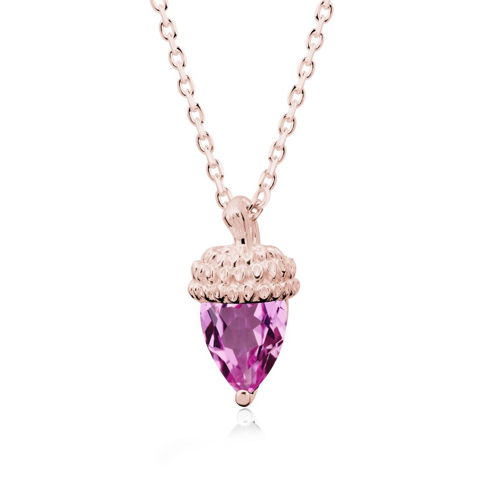 Pear Cut Pink Sapphire Acorn Pendant - LUO Jewelry #metal_18k rose gold