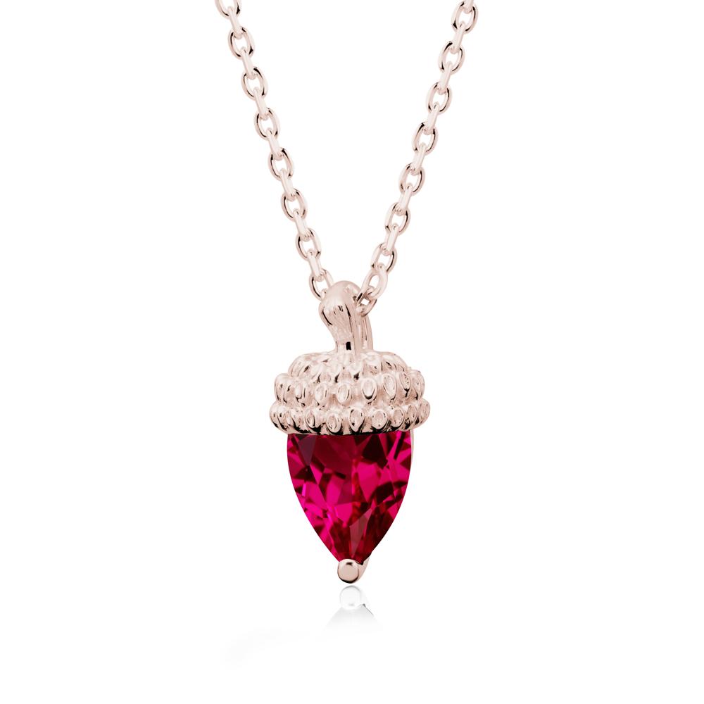 Nature's Charm Ruby Acorn Necklace - LUO Jewelry #metal_14k rose gold