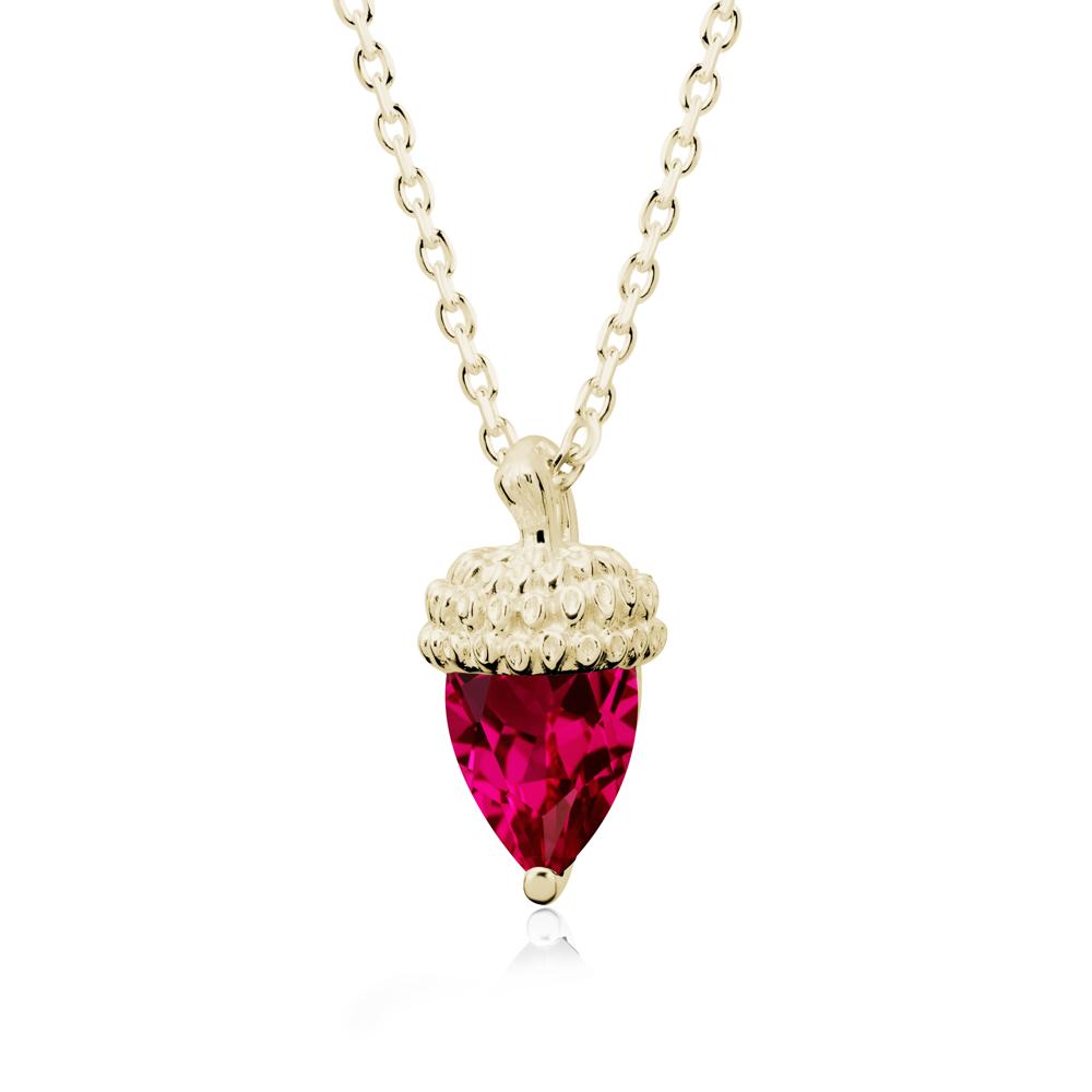 Nature's Charm Ruby Acorn Necklace - LUO Jewelry #metal_14k yellow gold