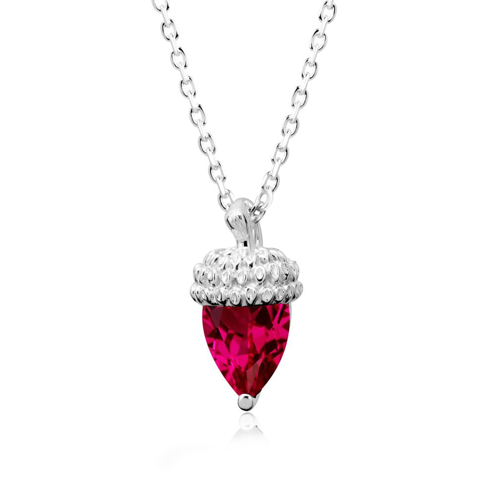 Nature's Charm Ruby Acorn Necklace - LUO Jewelry #metal_18k white gold