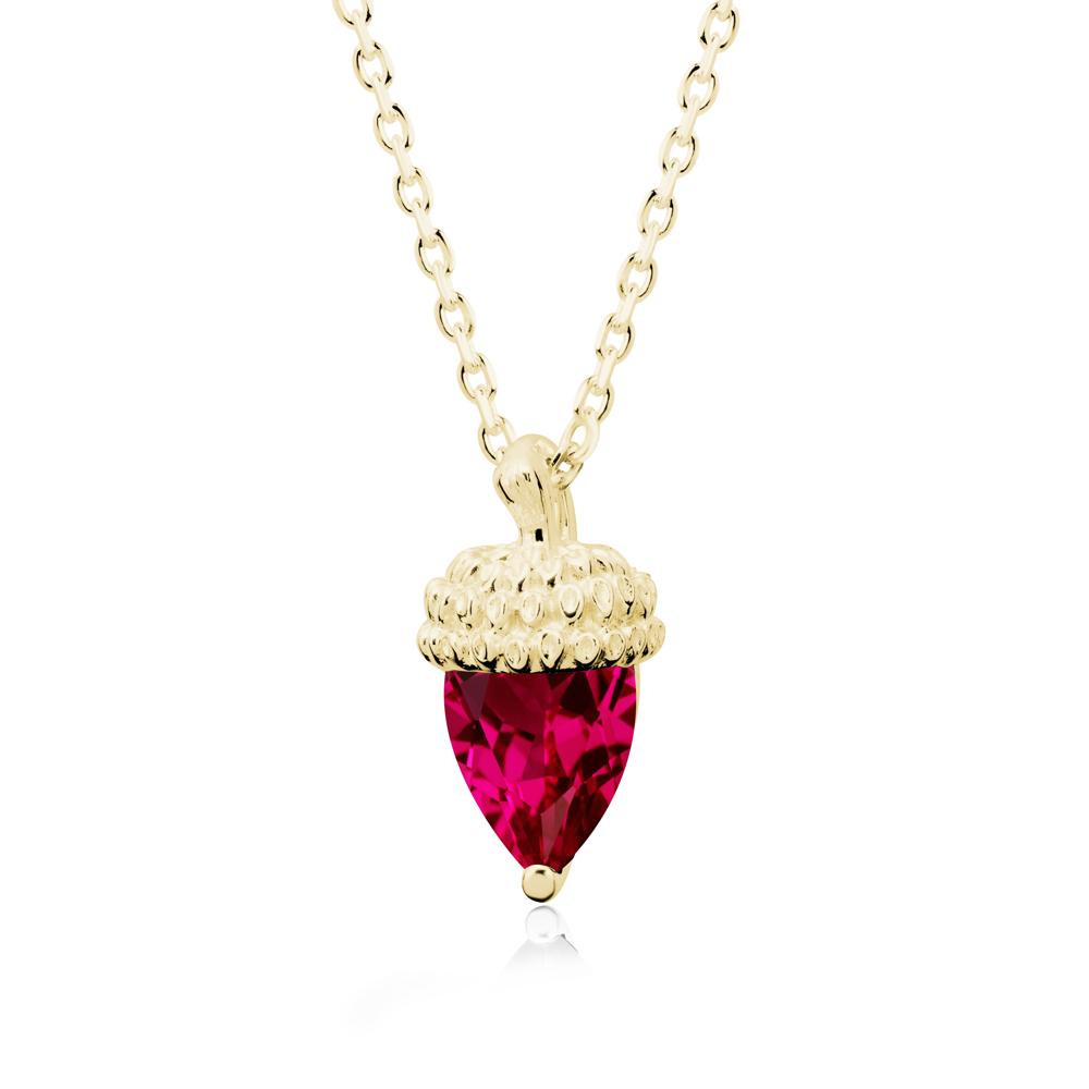 Nature's Charm Ruby Acorn Necklace - LUO Jewelry #metal_18k yellow gold