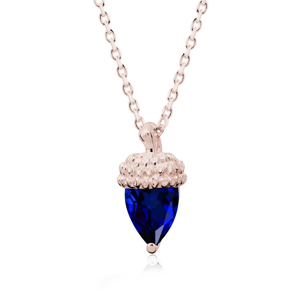 Pear Cut Sapphire Acorn Pendant - LUO Jewelry #metal_14k rose gold