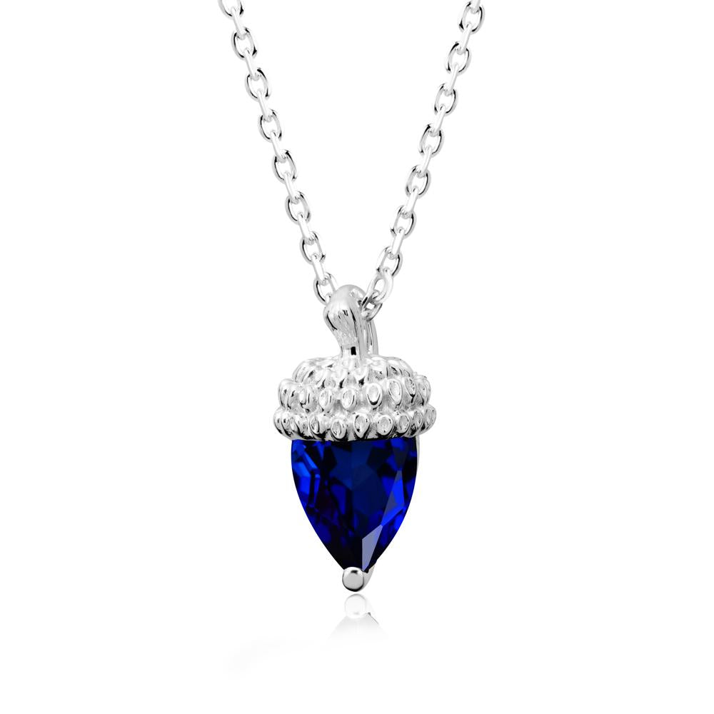 Pear Cut Sapphire Acorn Pendant - LUO Jewelry #metal_14k white gold