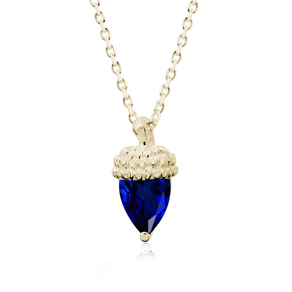 Pear Cut Sapphire Acorn Pendant - LUO Jewelry #metal_14k yellow gold