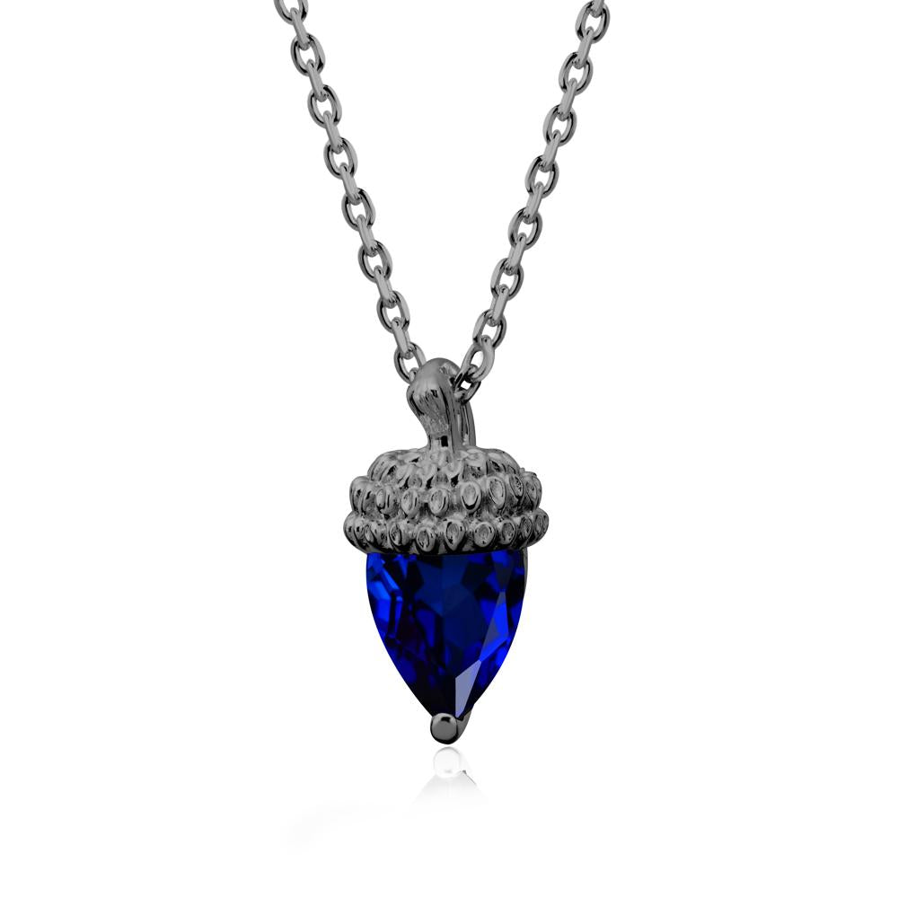 Pear Cut Sapphire Acorn Pendant - LUO Jewelry #metal_black finish sterling silver