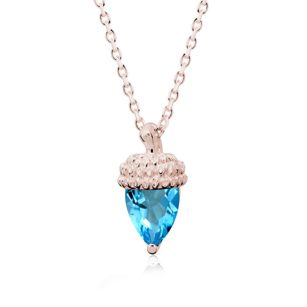 Pear Cut Swiss Blue Topaz Acorn Pendant - LUO Jewelry #metal_14k rose gold