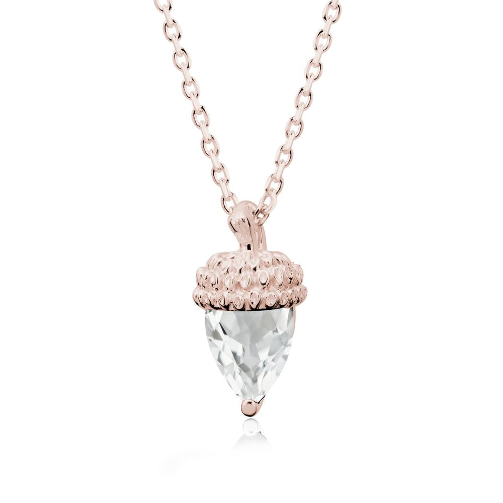 Nature's Charm White Topaz Acorn Necklace - LUO Jewelry #metal_14k rose gold