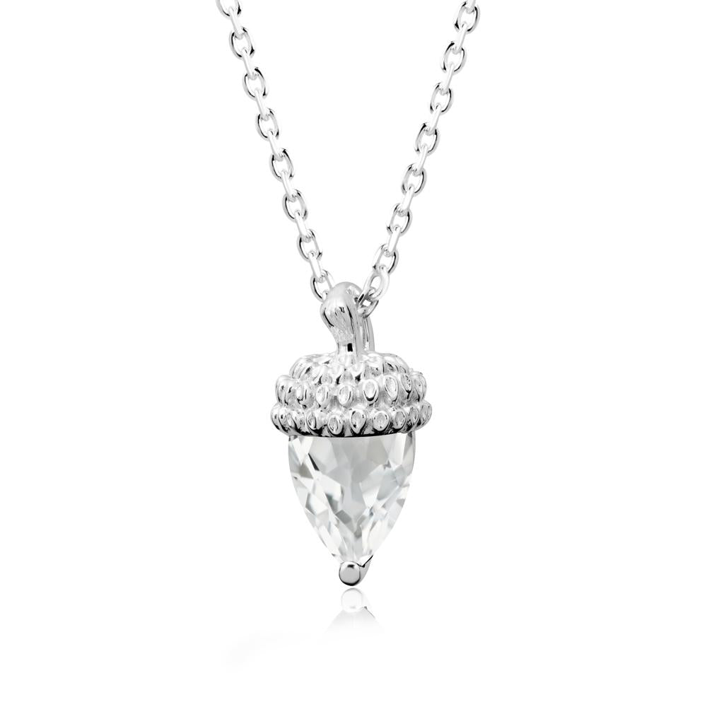 Nature's Charm White Topaz Acorn Necklace - LUO Jewelry #metal_14k white gold