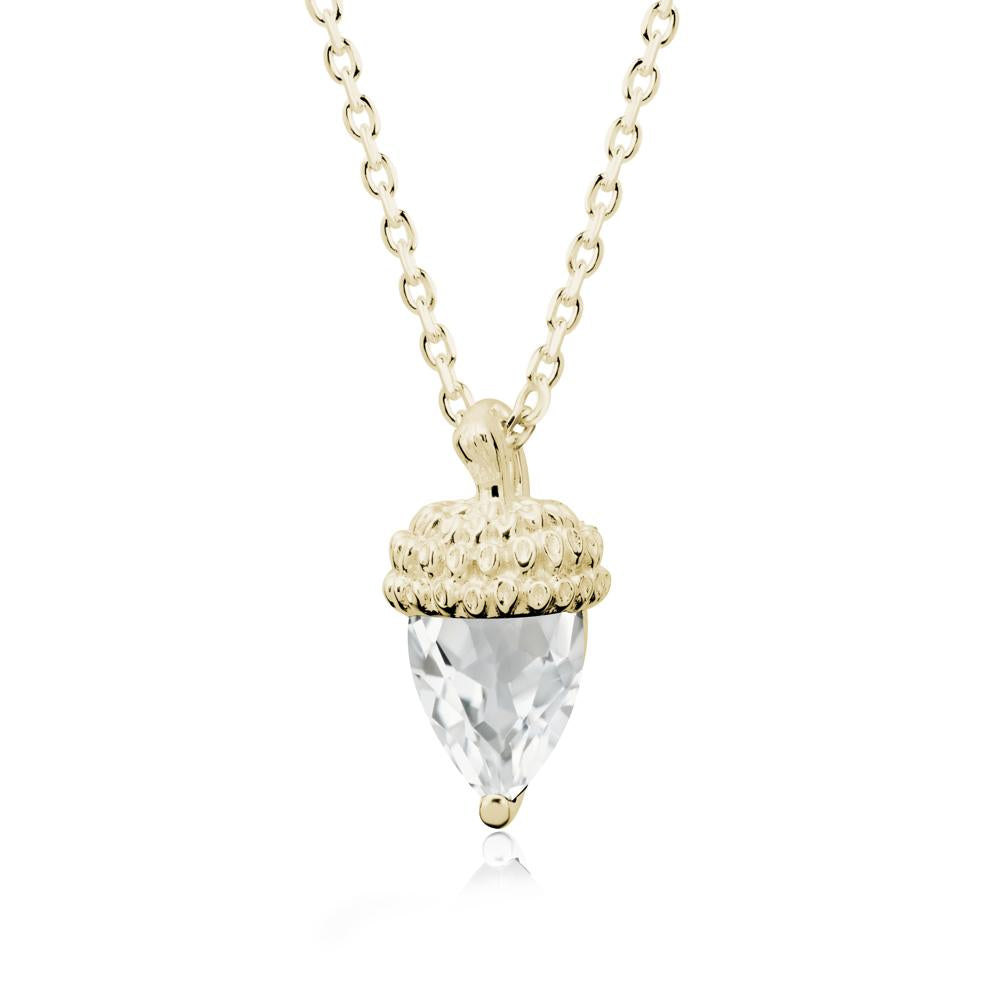 Nature's Charm White Topaz Acorn Necklace - LUO Jewelry #metal_14k yellow gold