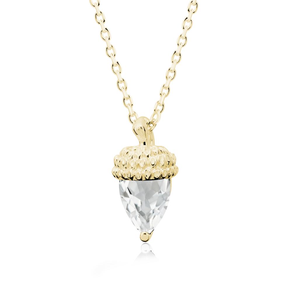 Nature's Charm White Topaz Acorn Necklace - LUO Jewelry #metal_18k yellow gold
