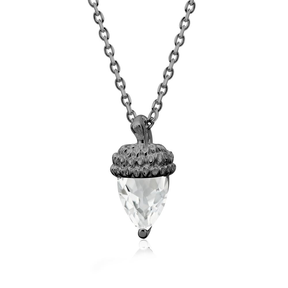 Nature's Charm White Topaz Acorn Necklace - LUO Jewelry #metal_black finish sterling silver