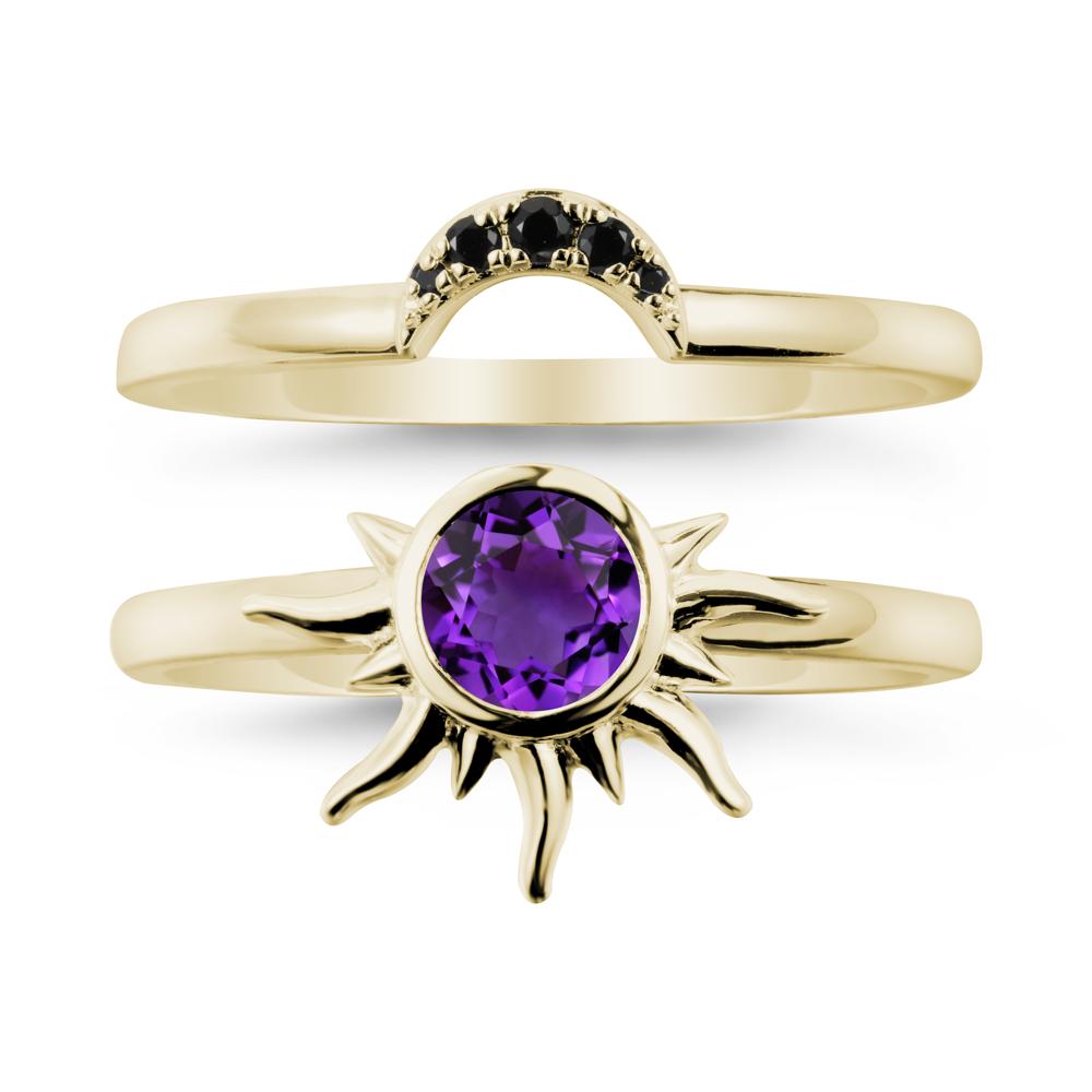 Round Amethyst Sunburst Ring Set - LUO Jewelry #metal_xxxxx