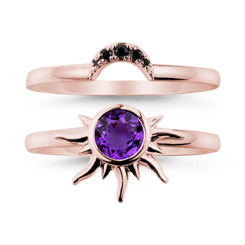 Round Amethyst Sunburst Ring Set - LUO Jewelry #metal_xxxxx