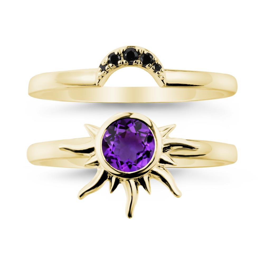 Round Amethyst Sunburst Ring Set - LUO Jewelry #metal_xxxxx