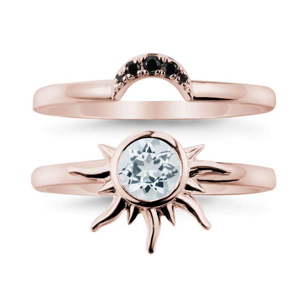 Celestial Aquamarine Sun Ring Set - LUO Jewelry #metal_xxxxx