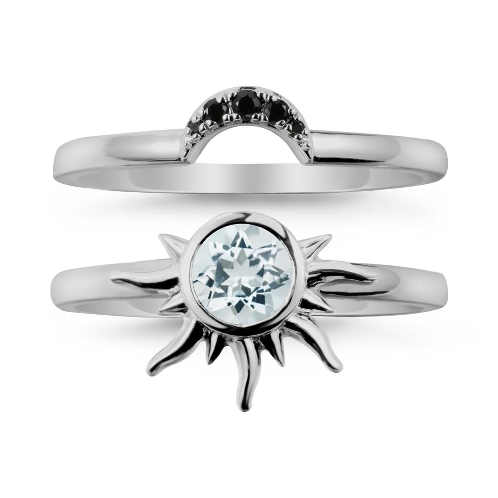 Celestial Aquamarine Sun Ring Set - LUO Jewelry #metal_xxxxx