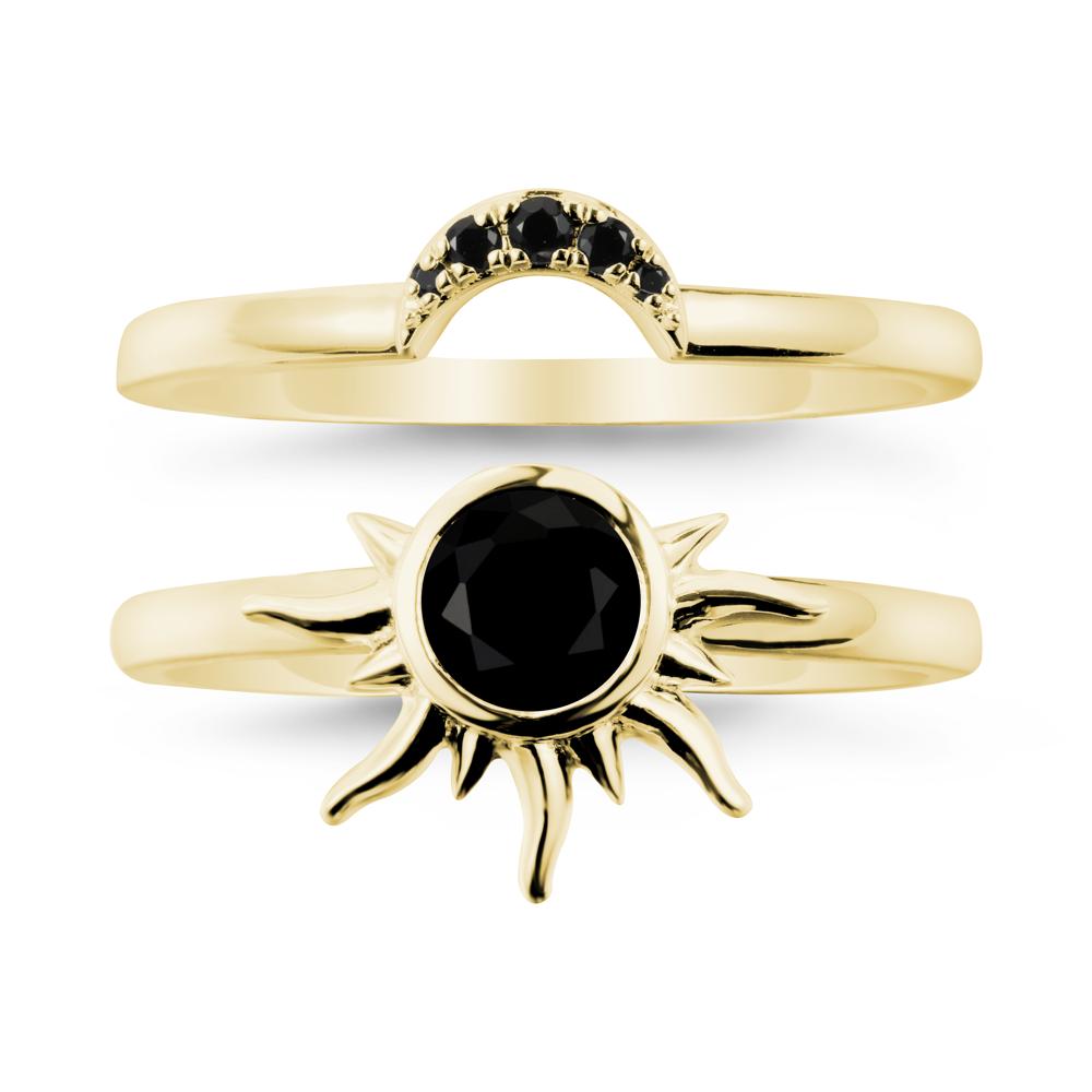 Round Black Spinel Sunburst Ring Set - LUO Jewelry #metal_xxxxx