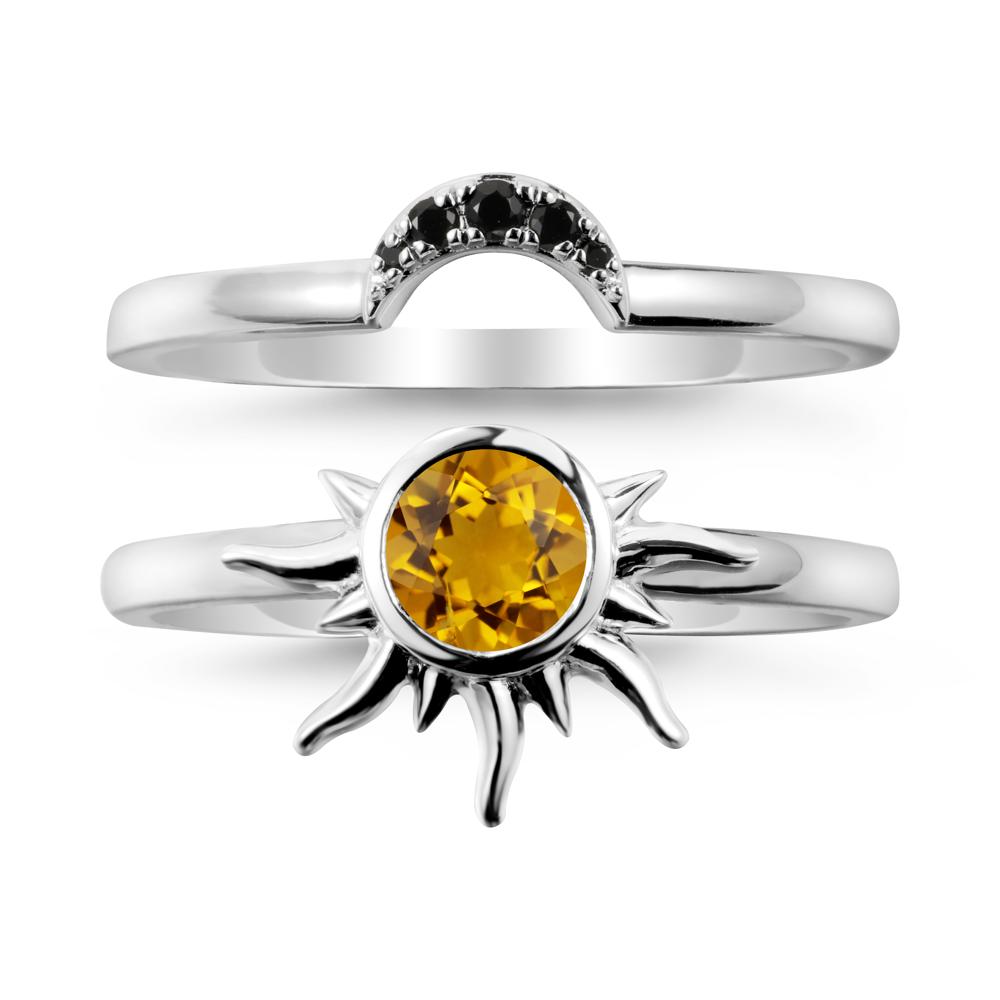 Celestial Citrine Sun Ring Set - LUO Jewelry #metal_xxxxx