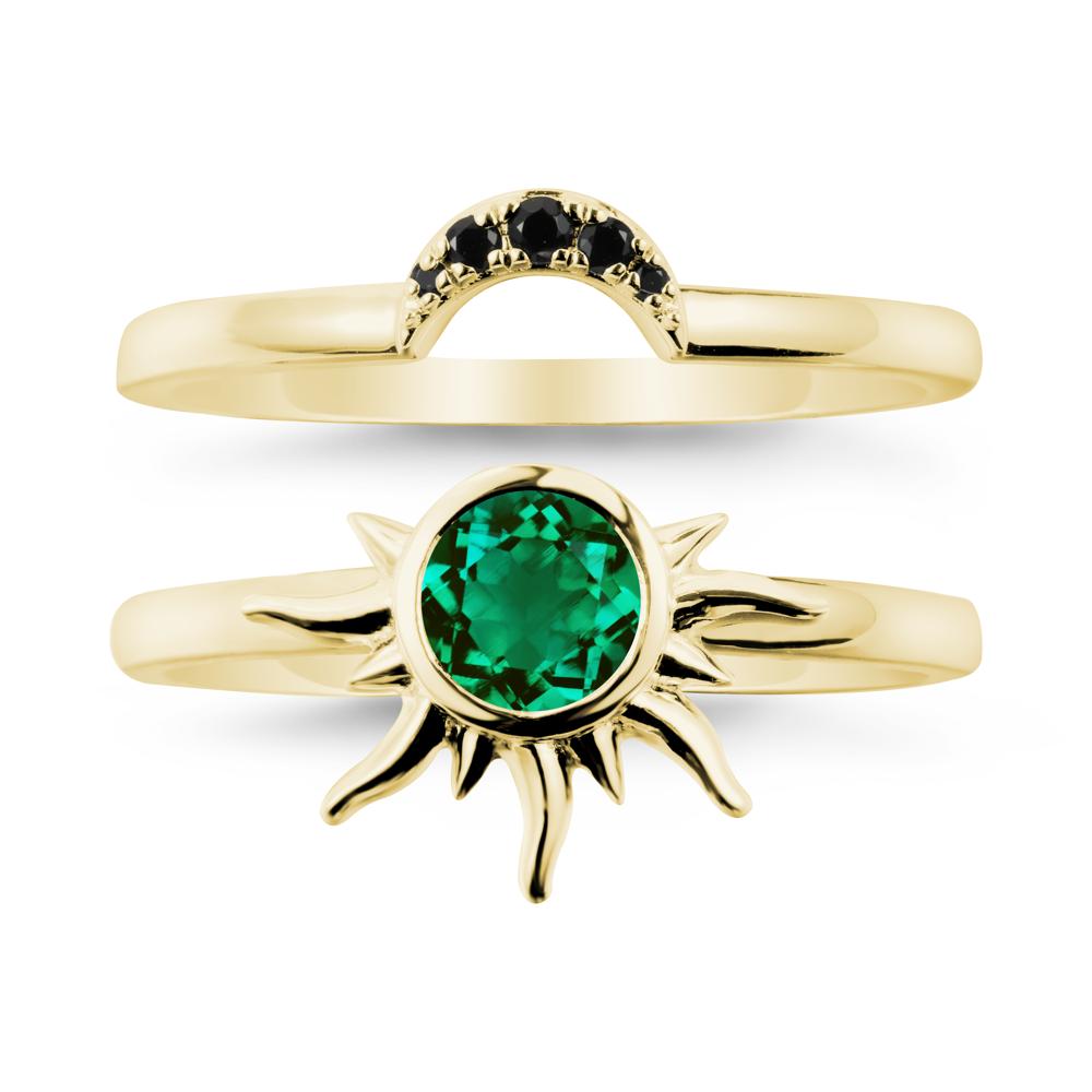Round Emerald Sunburst Ring Set - LUO Jewelry #metal_xxxxx