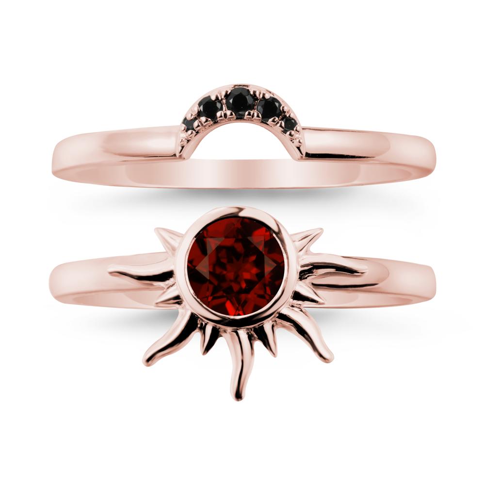 Celestial Garnet Sun Ring Set - LUO Jewelry #metal_xxxxx