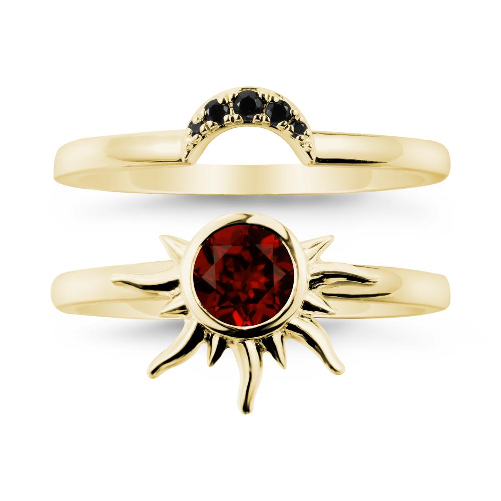 Celestial Garnet Sun Ring Set - LUO Jewelry #metal_xxxxx