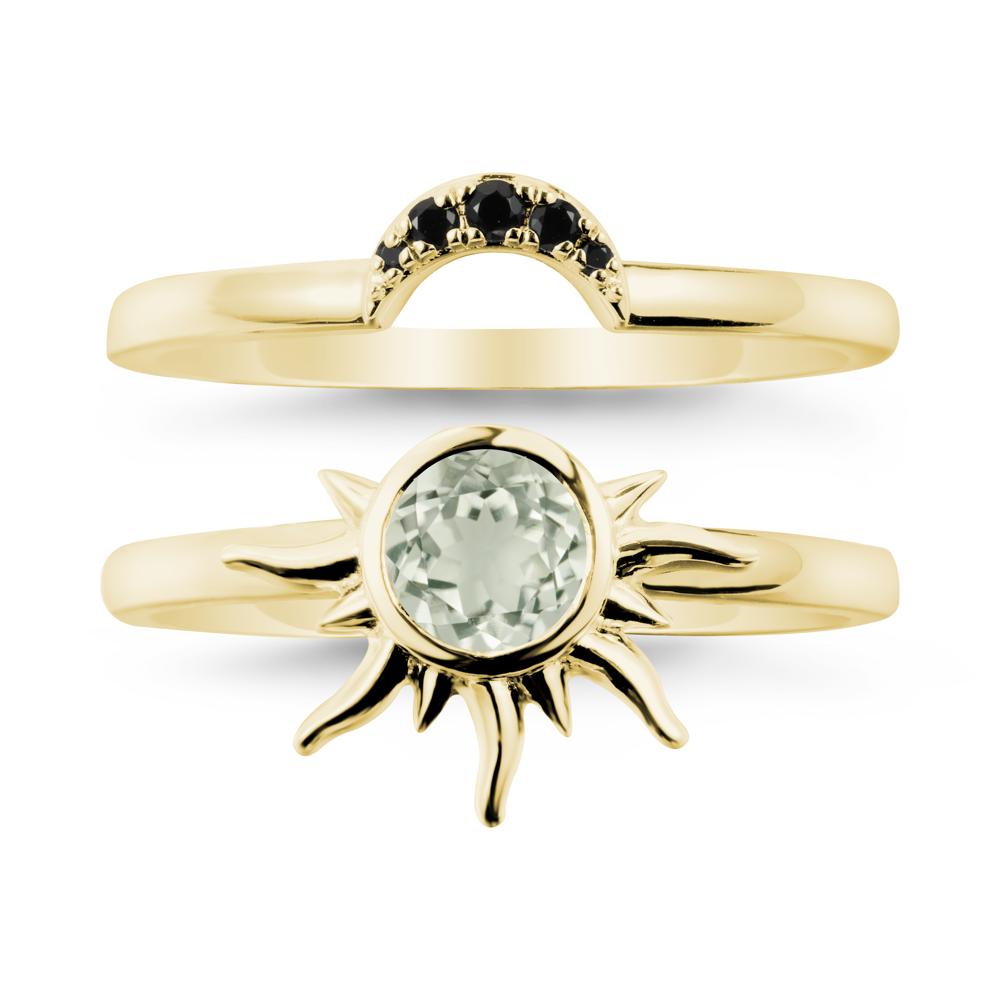 Round Green Amethyst Sunburst Ring Set - LUO Jewelry #metal_xxxxx