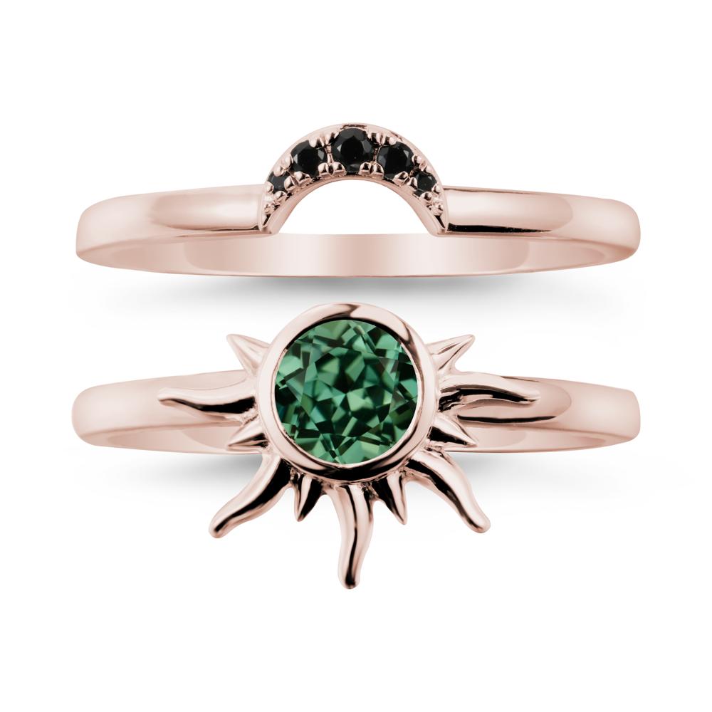 Celestial Green Sapphire Sun Ring Set - LUO Jewelry #metal_xxxxx