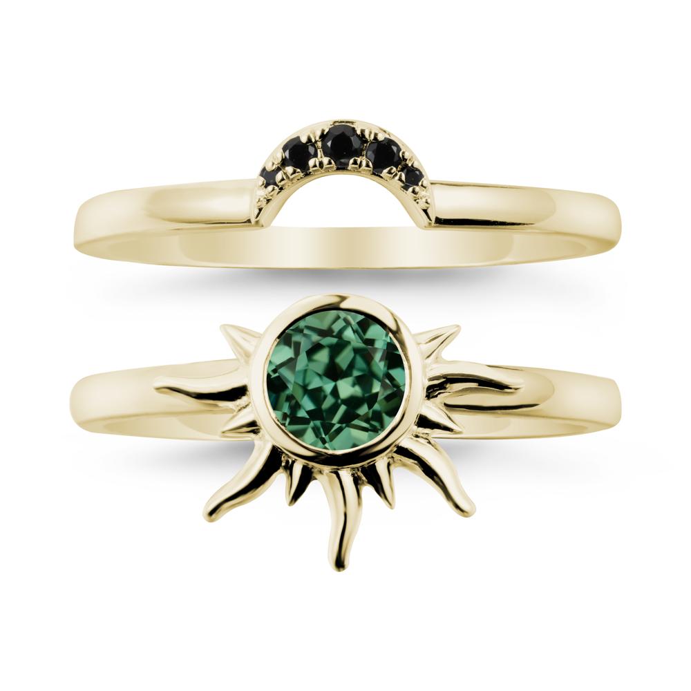 Celestial Green Sapphire Sun Ring Set - LUO Jewelry #metal_xxxxx