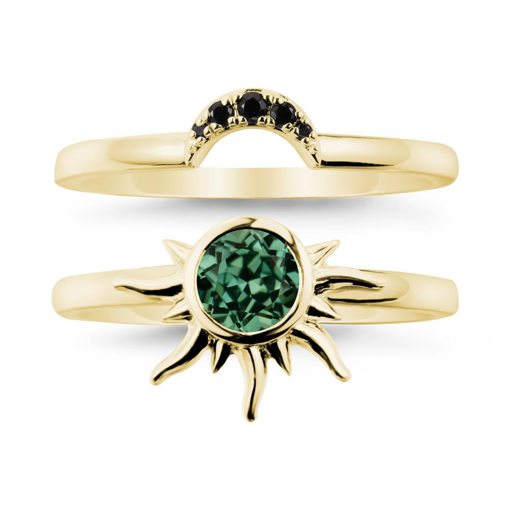 Celestial Green Sapphire Sun Ring Set - LUO Jewelry #metal_xxxxx