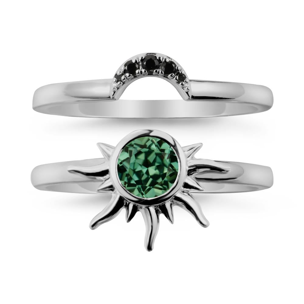 Celestial Green Sapphire Sun Ring Set - LUO Jewelry #metal_xxxxx