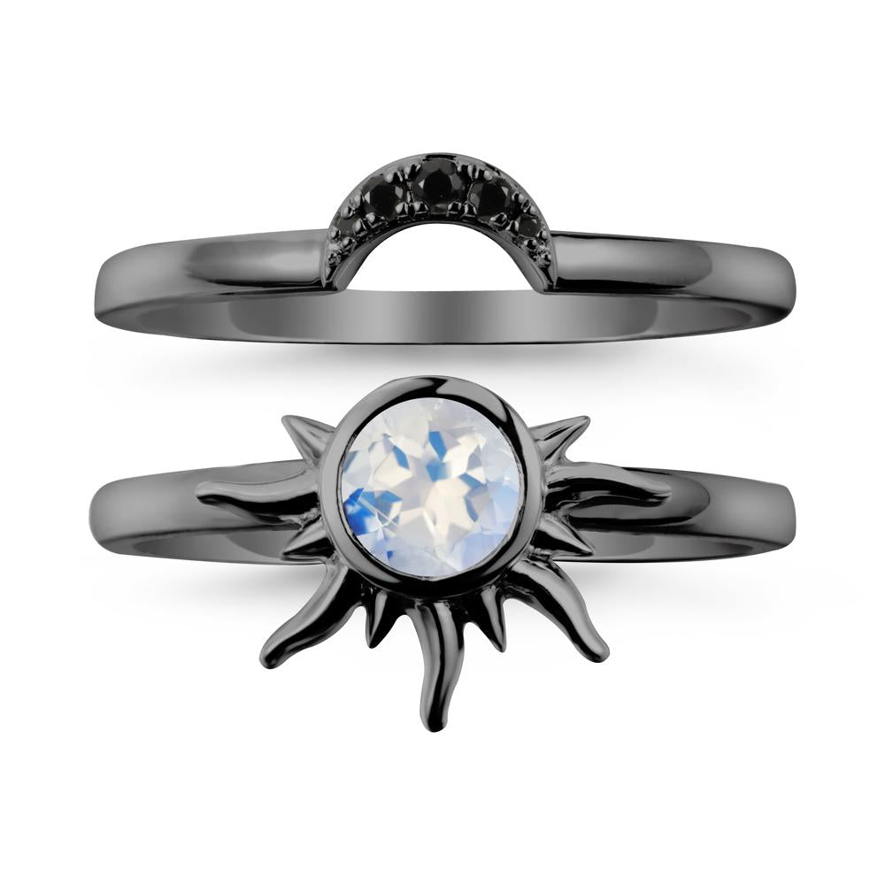 Round Moonstone Sunburst Ring Set - LUO Jewelry #metal_xxxxx