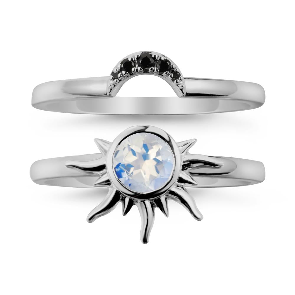Round Moonstone Sunburst Ring Set - LUO Jewelry #metal_xxxxx