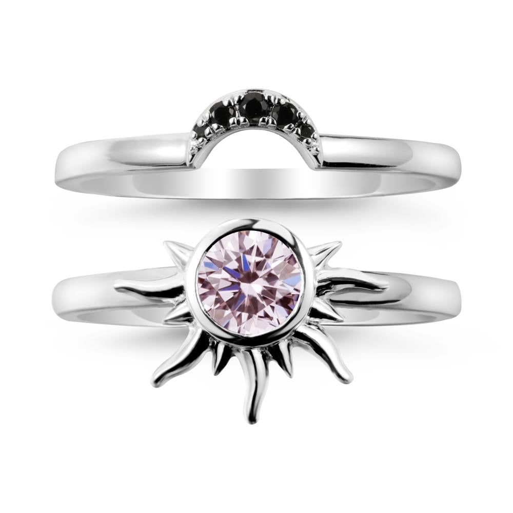 Round Pink Cubic Zirconia Sunburst Ring Set - LUO Jewelry #metal_xxxxx
