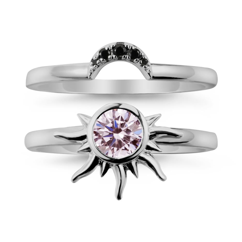 Round Pink Cubic Zirconia Sunburst Ring Set - LUO Jewelry #metal_xxxxx