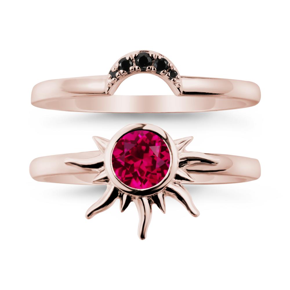 Round Ruby Sunburst Ring Set - LUO Jewelry #metal_xxxxx