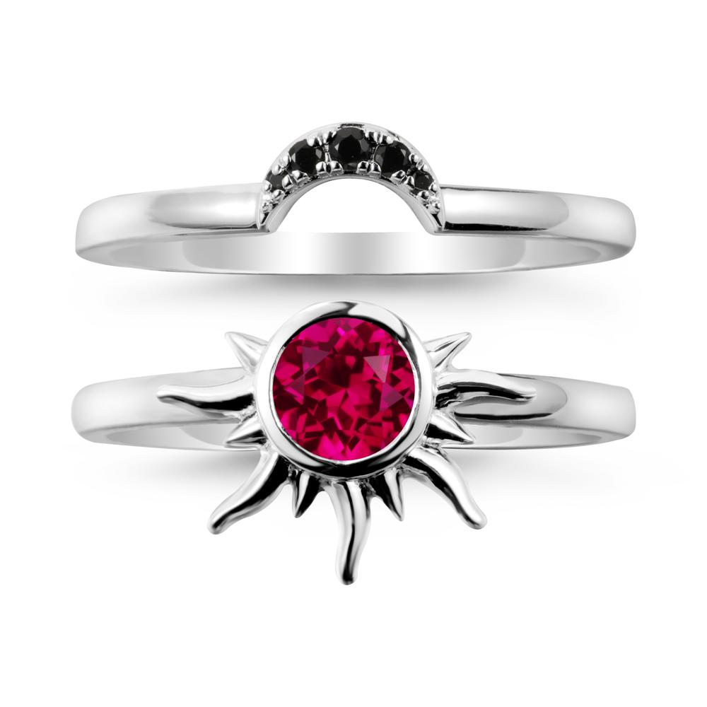 Round Ruby Sunburst Ring Set - LUO Jewelry #metal_xxxxx