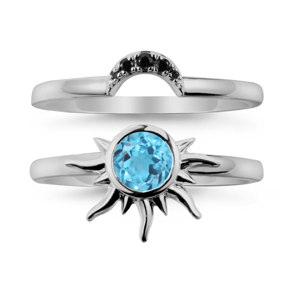 Celestial Swiss Blue Topaz Sun Ring Set - LUO Jewelry #metal_xxxxx