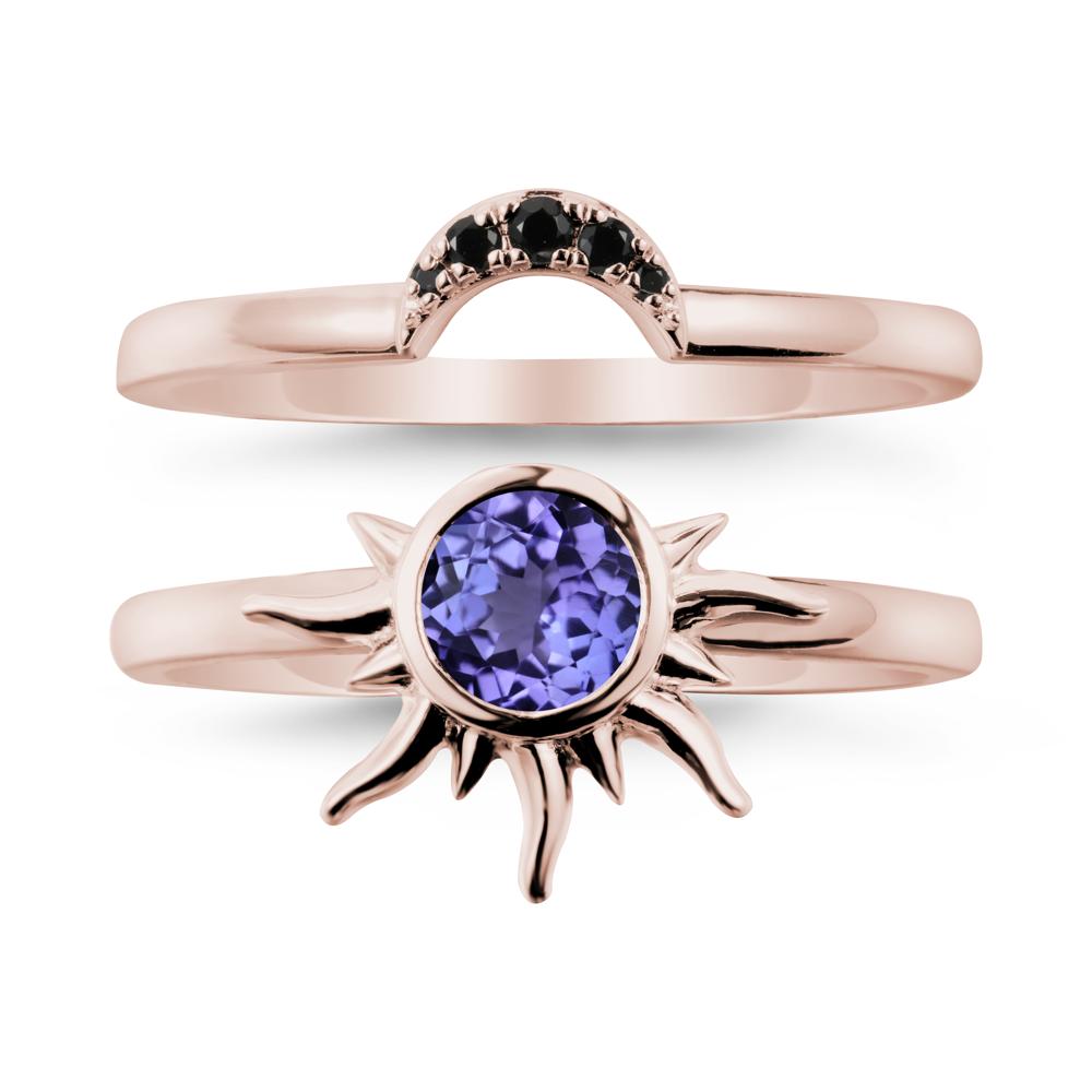 Round Tanzanite Sunburst Ring Set - LUO Jewelry #metal_xxxxx