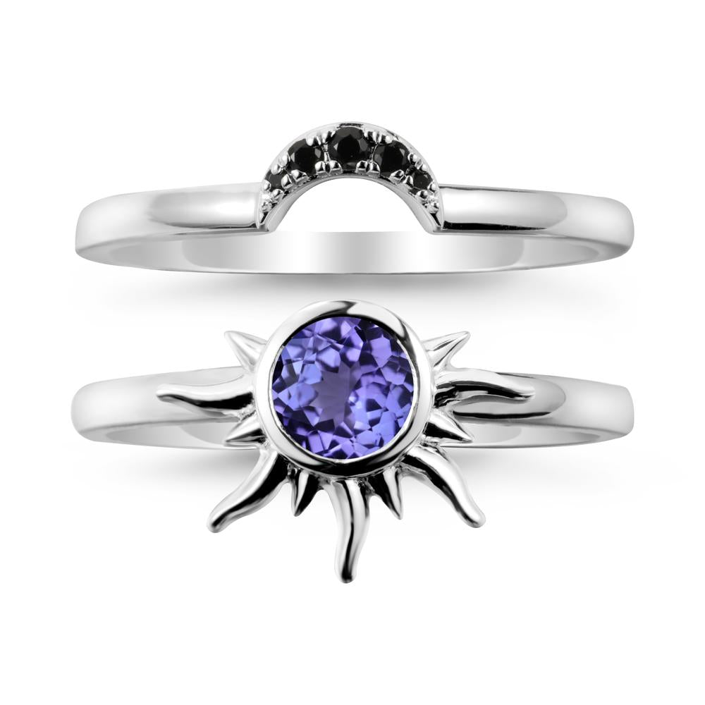 Round Tanzanite Sunburst Ring Set - LUO Jewelry #metal_xxxxx