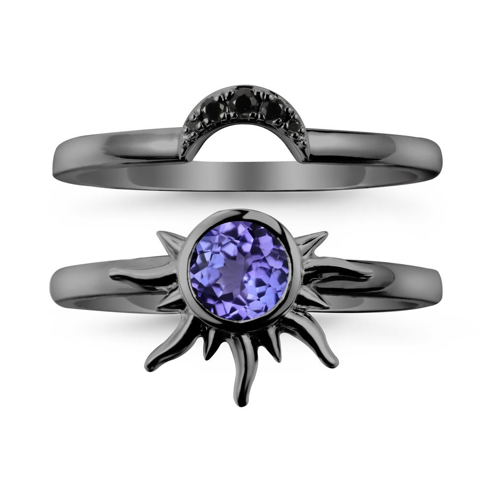 Round Tanzanite Sunburst Ring Set - LUO Jewelry #metal_xxxxx