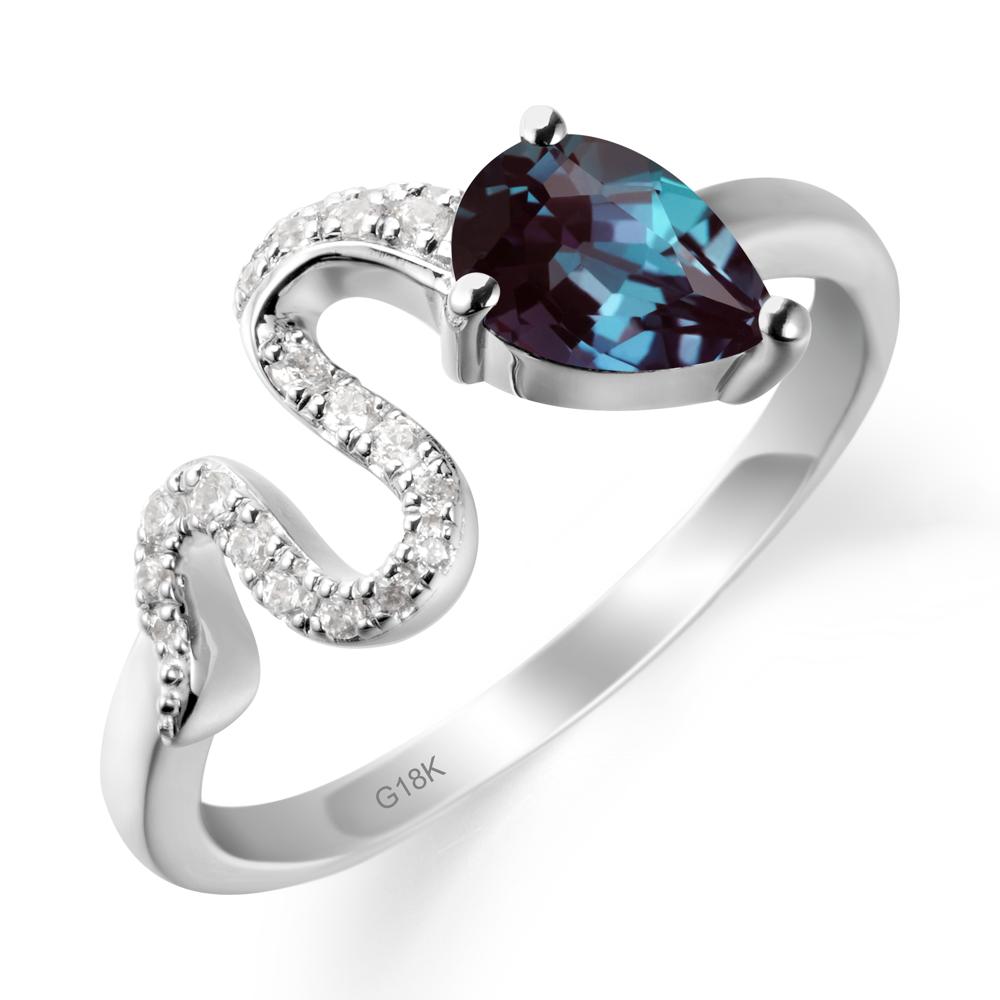 Pear Shaped Alexandrite Serpent Ring - LUO Jewelry #metal_18k white gold