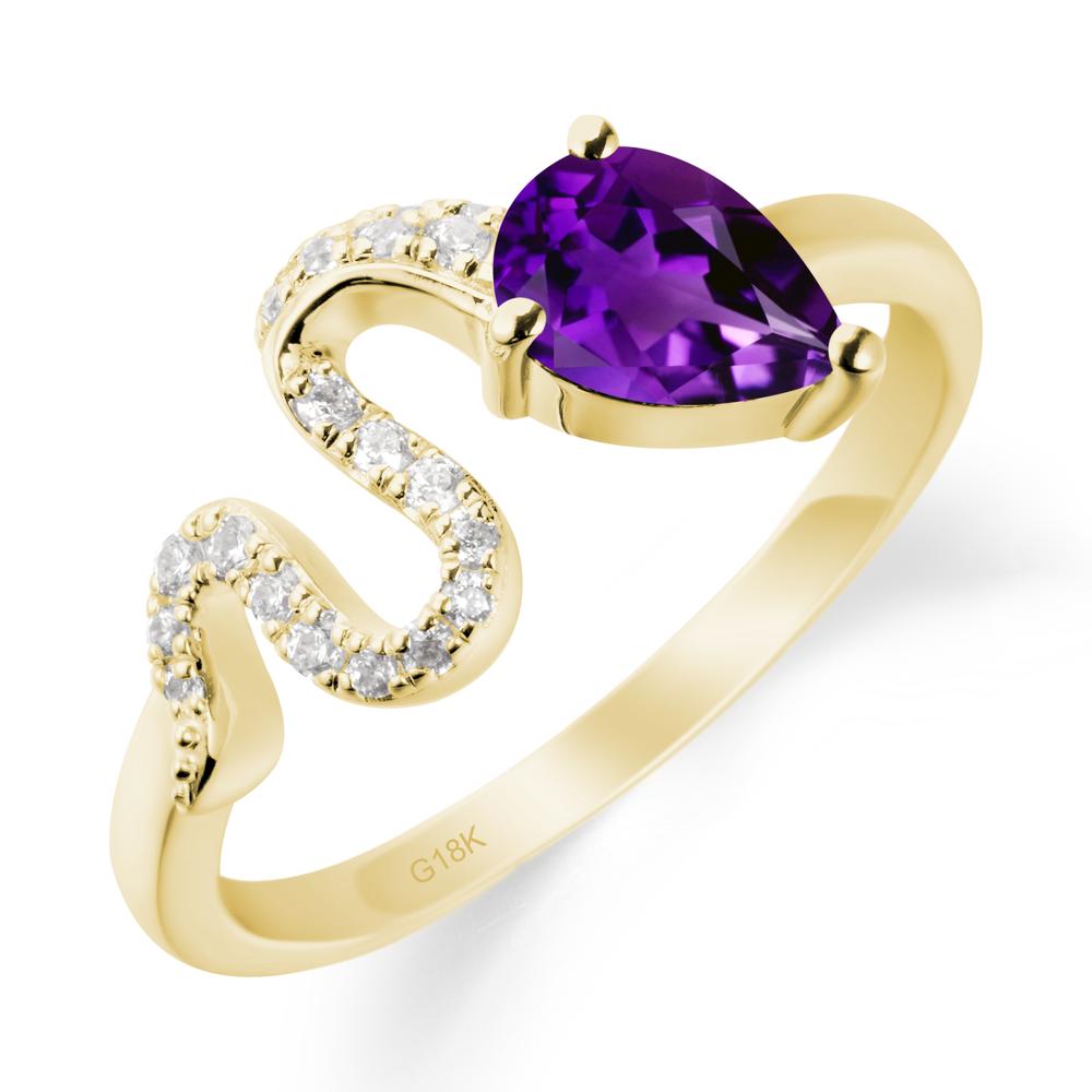 Pear Shaped Amethyst Snake Ring - LUO Jewelry #metal_18k yellow gold