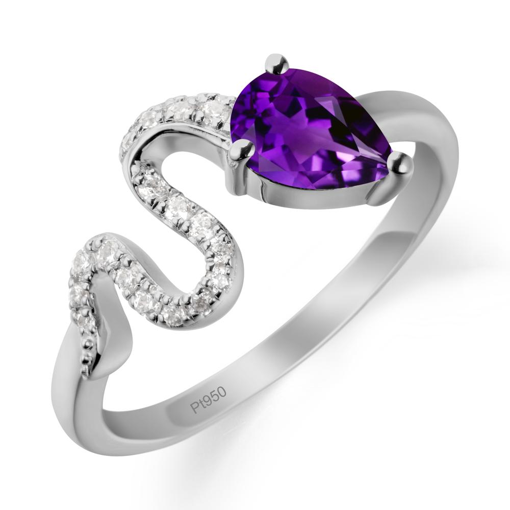 Pear Shaped Amethyst Snake Ring - LUO Jewelry #metal_platinum