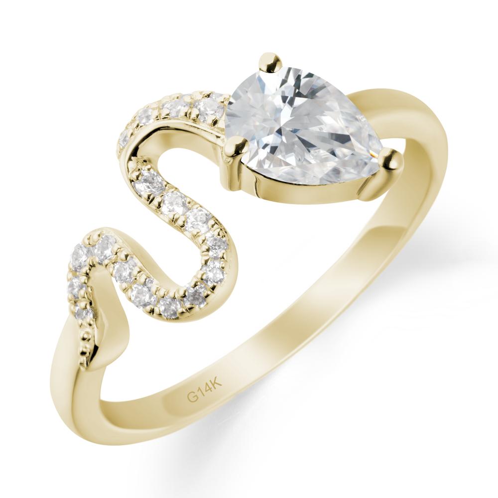 Pear Shaped Cubic Zirconia Serpent Ring - LUO Jewelry #metal_14k yellow gold