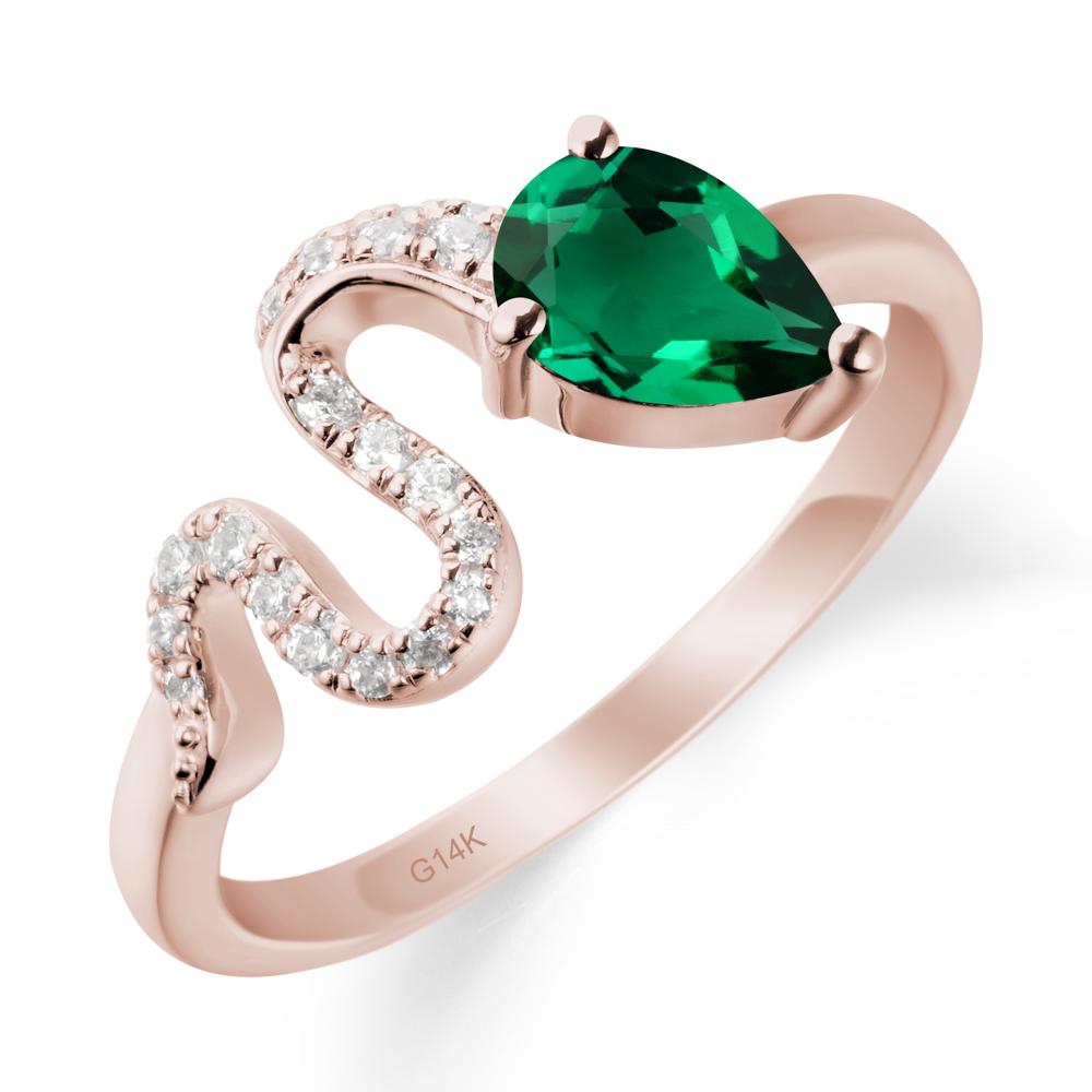 Pear Shaped Emerald Snake Ring - LUO Jewelry #metal_14k rose gold